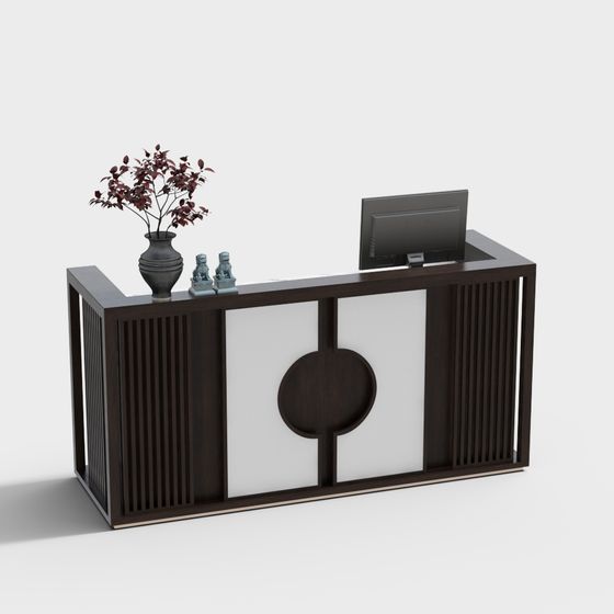 Elegant Low-Poly Reception Desk 3D model