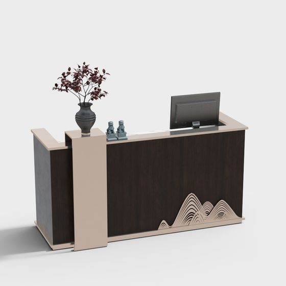 Elegant Low-Poly Reception Desk 3D model