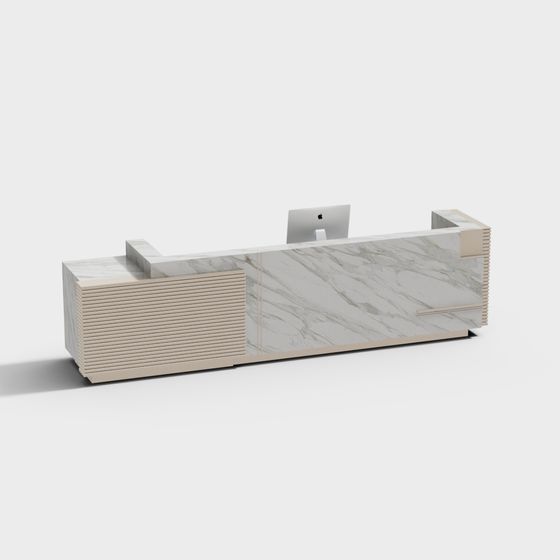 Elegant Low-Polygon Reception Desk 3D model