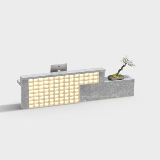 Elegant Reception Desk 3D model for Modern Spaces