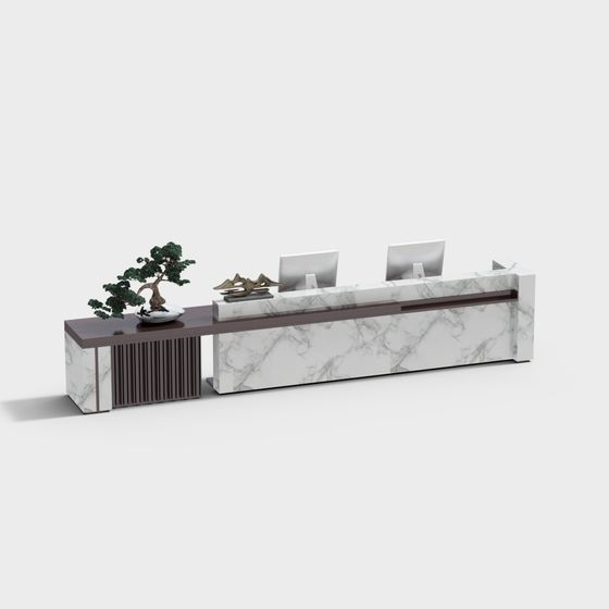 Elegant Minimalist Reception Desk 3D model