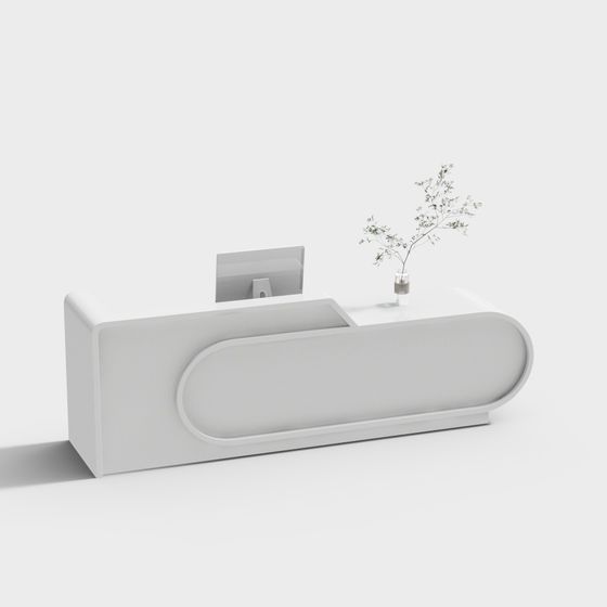 Streamlined Reception Desk 3D model