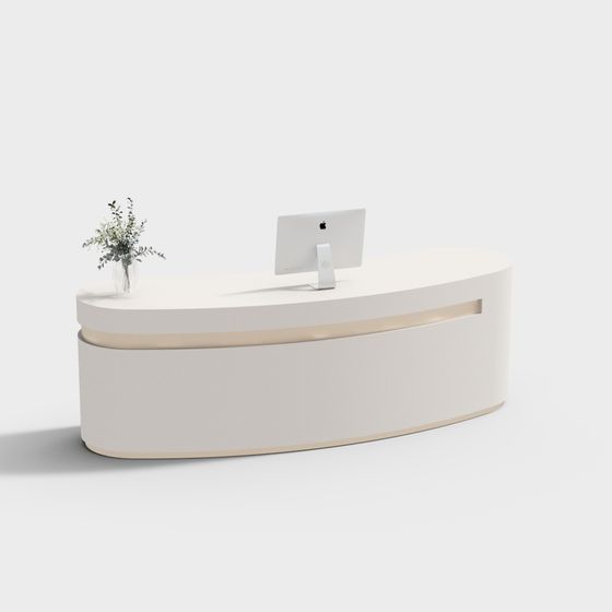 Elegant Oval Reception Desk 3D model