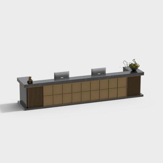 Elegant Reception Desk 3D model for Modern Interiors