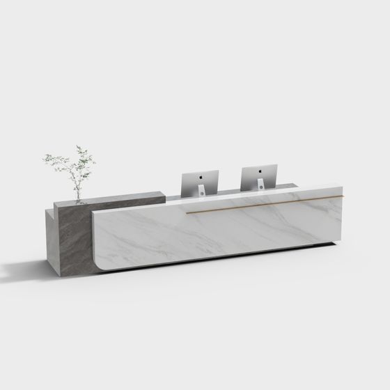 Elegant Low-Polygon Reception Desk 3D model