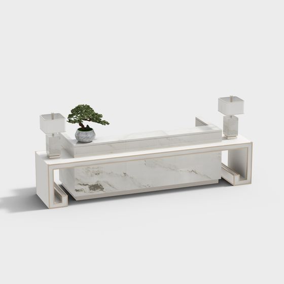 Minimalist Marble TV Cabinet 3D model