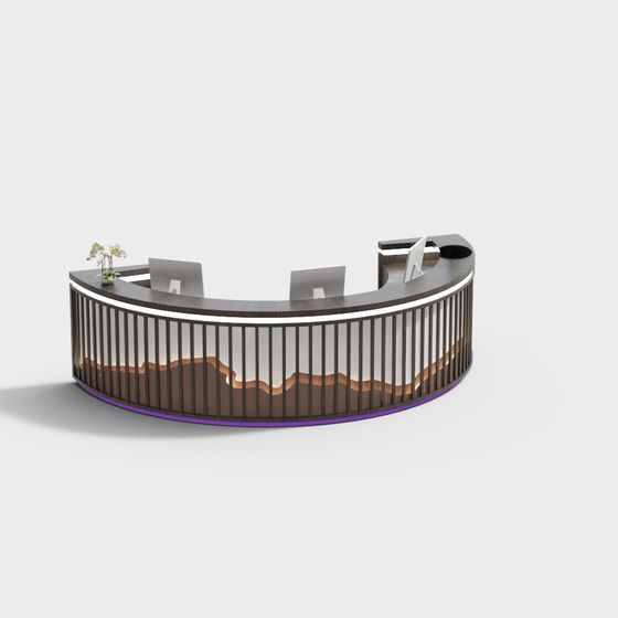 Curved Reception Desk 3D model