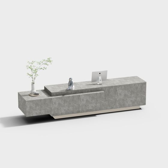 Stylish Low-Poly Reception Desk 3D model