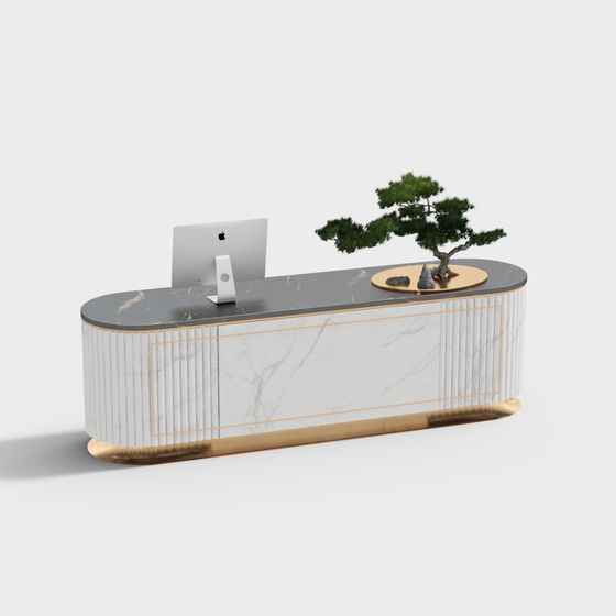Elegant Minimalist Office Desk 3D model
