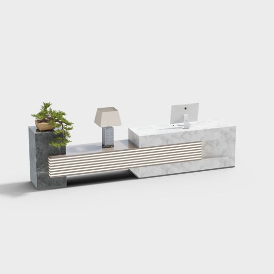 Elegant Minimalist Reception Desk 3D model