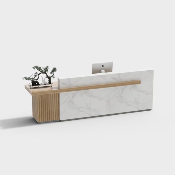 Elegant Low-Polygon Reception Desk 3D model