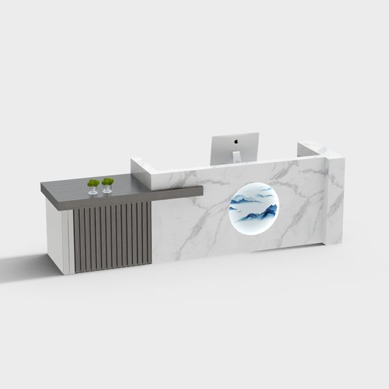 Elegant Minimalist Reception Desk 3D model