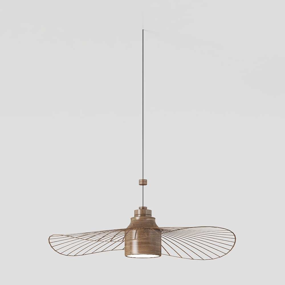 Unique Modern Chandelier 3D Model – Wood & Metal Design