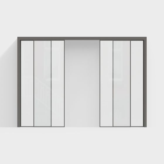 Stylish Glass Curtain Wall Door 3D model