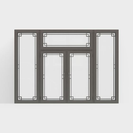 Stylish Low Poly Gray Metal and Glass Window 3D model