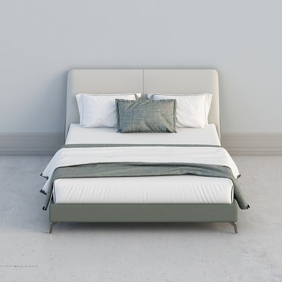 Red Square Seal Double Bed 3D Model for Minimalist Bedrooms