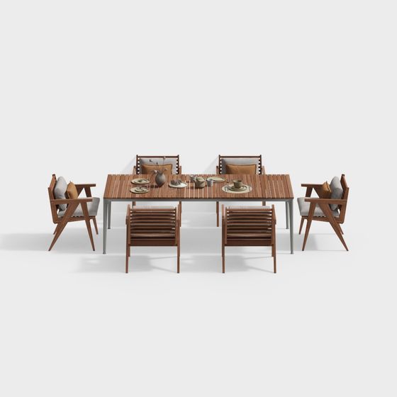Outdoor Dining Table and Chairs 3D model