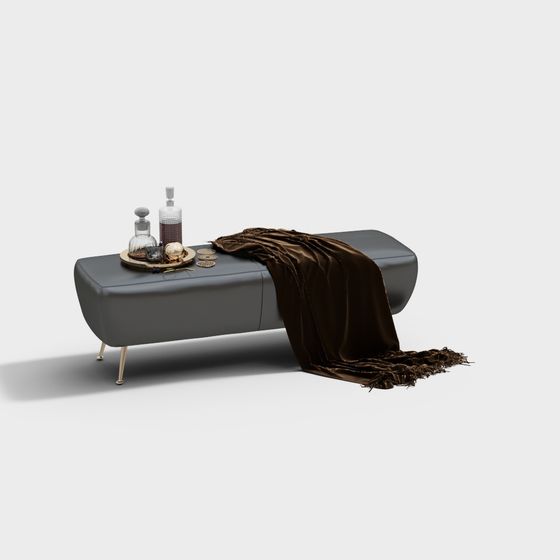 Sleek Ottoman 3D model for Modern Interiors