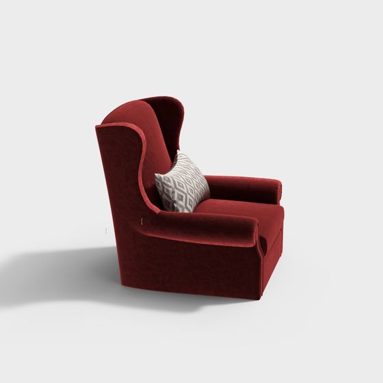 Elegant Red Velvet Sofa 3D model
