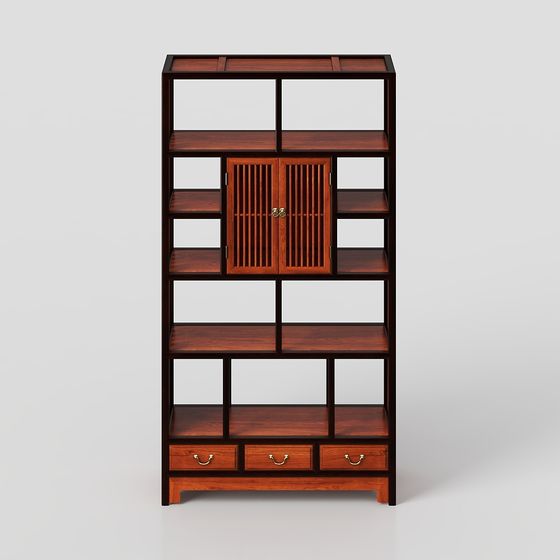 Elegant Chinese Bookshelf 3D model for Modern Design
