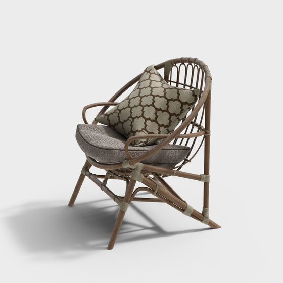 Rattanstuhl mit Kissen