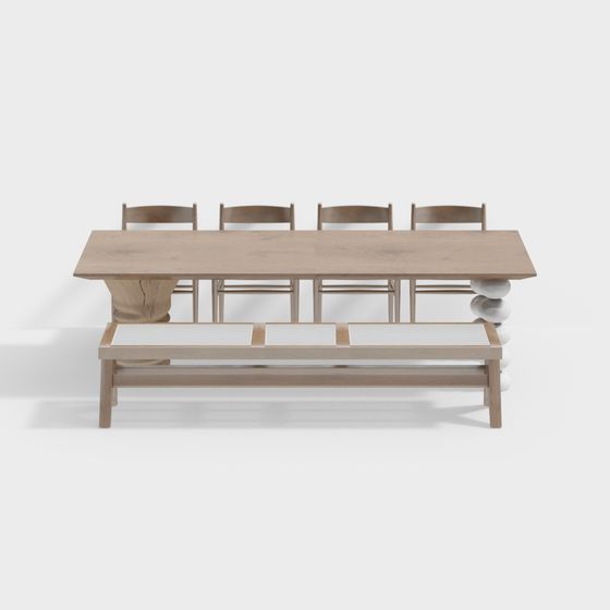 Modern Urban Table and Chair Set 3D model