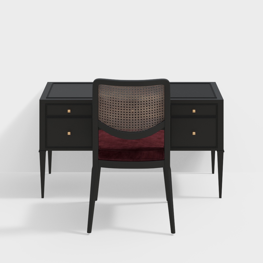 Desk combination retro style wooden