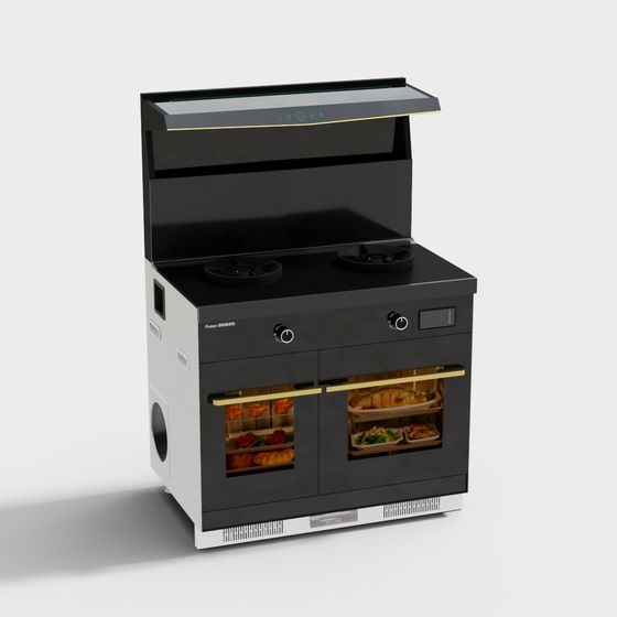 Stylish Integrated Stove 3D model for Modern Kitchens