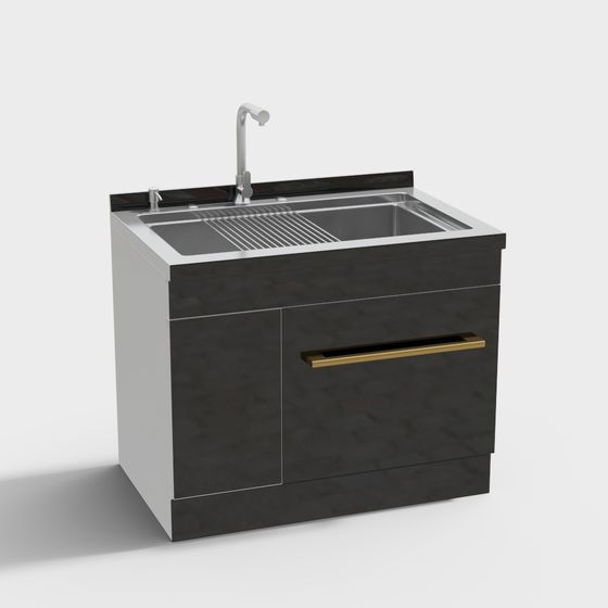 Minimalist Kitchen Sink Cabinet 3D model