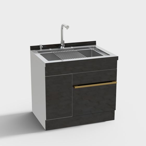 Minimalist Kitchen Sink Cabinet 3D model