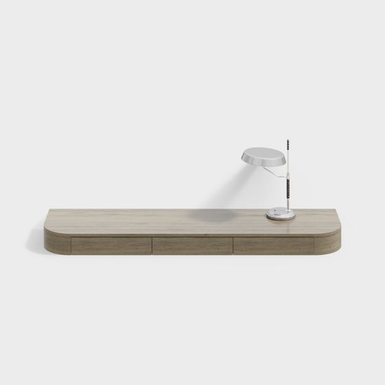 Mesa de madera con lámpara