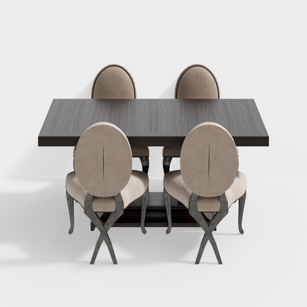 Urban Living Room Dining Table and Chairs Set 3D model
