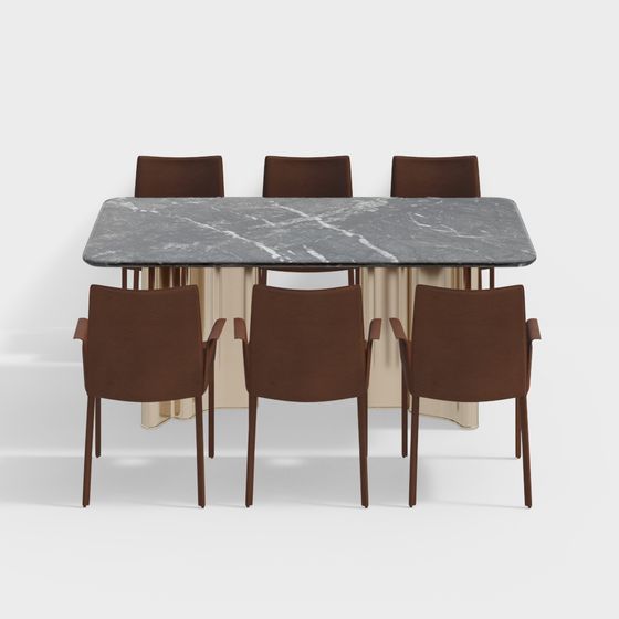 Elegant Modern Dining Table and Chairs 3D model