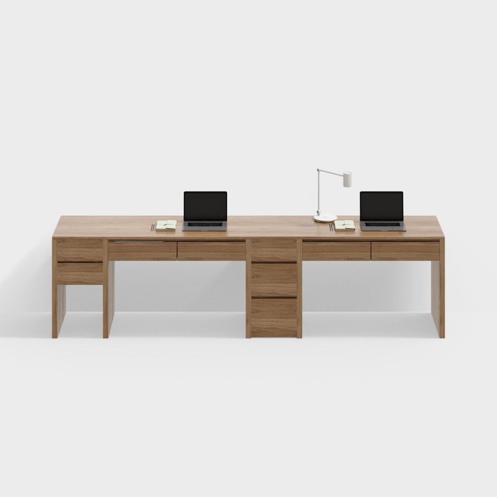 Escritorio de estudio doble de madera