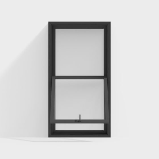 Modern Folding Window 3D Model in Black