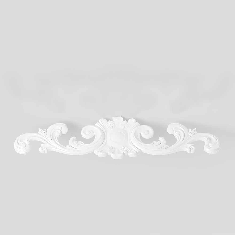 Floral Scroll 3D Model – Intricate Low-Poly Design