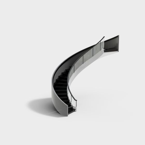 Futuristic Low-Polygon Metal and Glass Staircase 3D Model