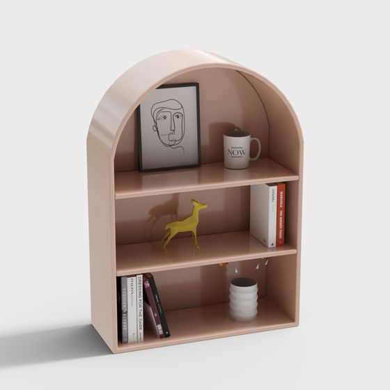 Elegant Curved Bookshelf 3D model for Modern Interiors