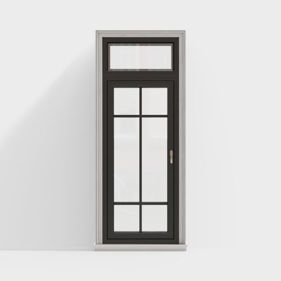 Sleek Black Framed Door 3D model for Modern Spaces