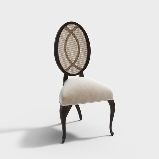Elegant Oval Back Chair 3D model