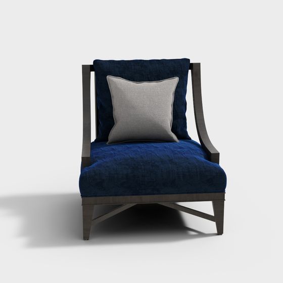 Elegant Deep Blue Velvet Sofa 3D model for Modern Spaces