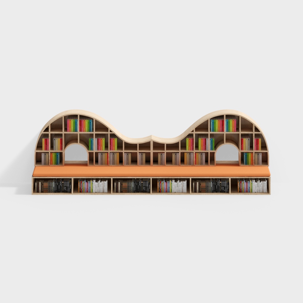 Unique Curved Bookshelf 3D model