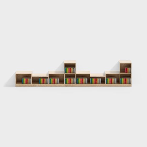 Stylish Low-Poly Bookshelf 3D model for Modern Interiors