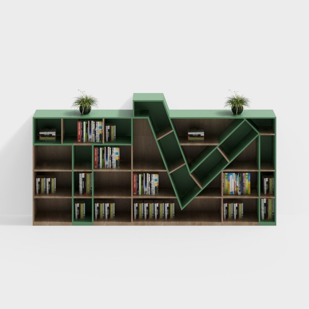 V-Shaped Bookshelf 3D model for Modern Interiors