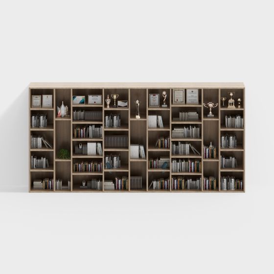 Low-Poly High-Detail Bookshelf 3D model