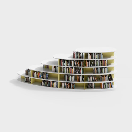 Trendy Low-Polygon Bookshelf 3D Model for Modern Spaces