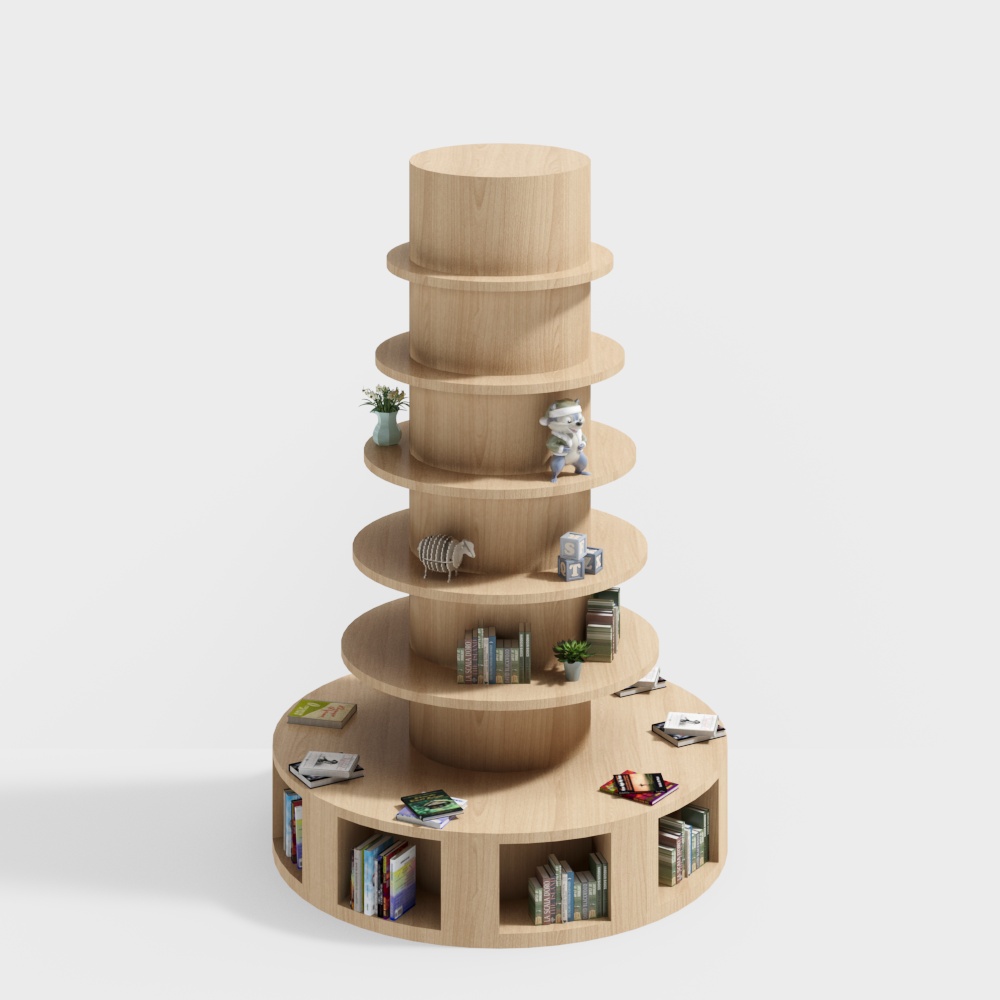 Elegant Cylindrical Bookshelf 3D model