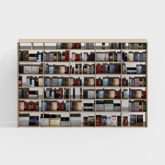 Elegant Low-Poly 3D Bookcase Model