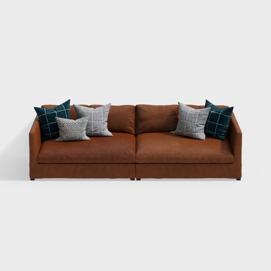 Stylish Leather Sofa 3D model for Modern Interiors