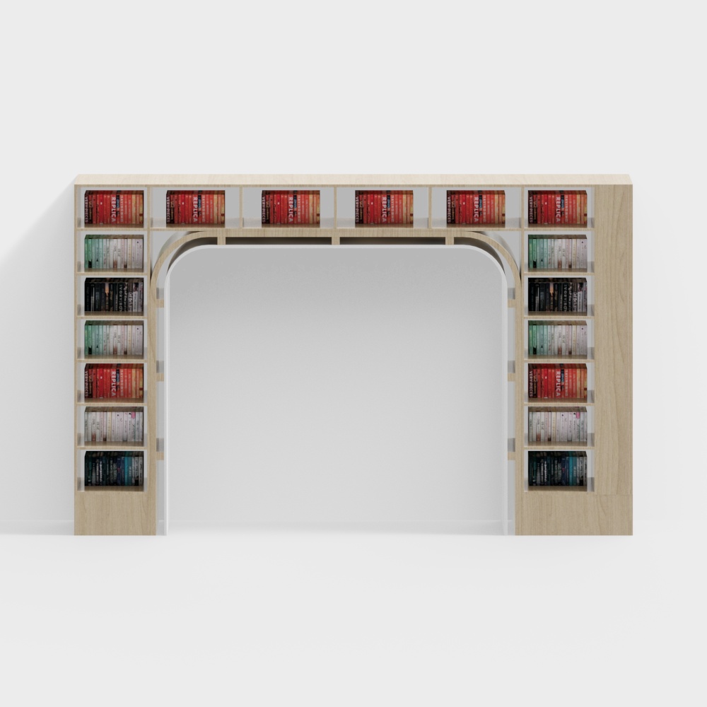 Reading room arched bookshelf
